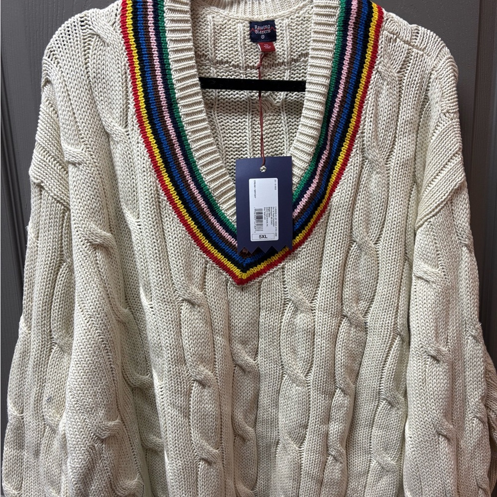 NWT Target x Rowing Blazers men’s cream sweater rainbow stripe 5XL